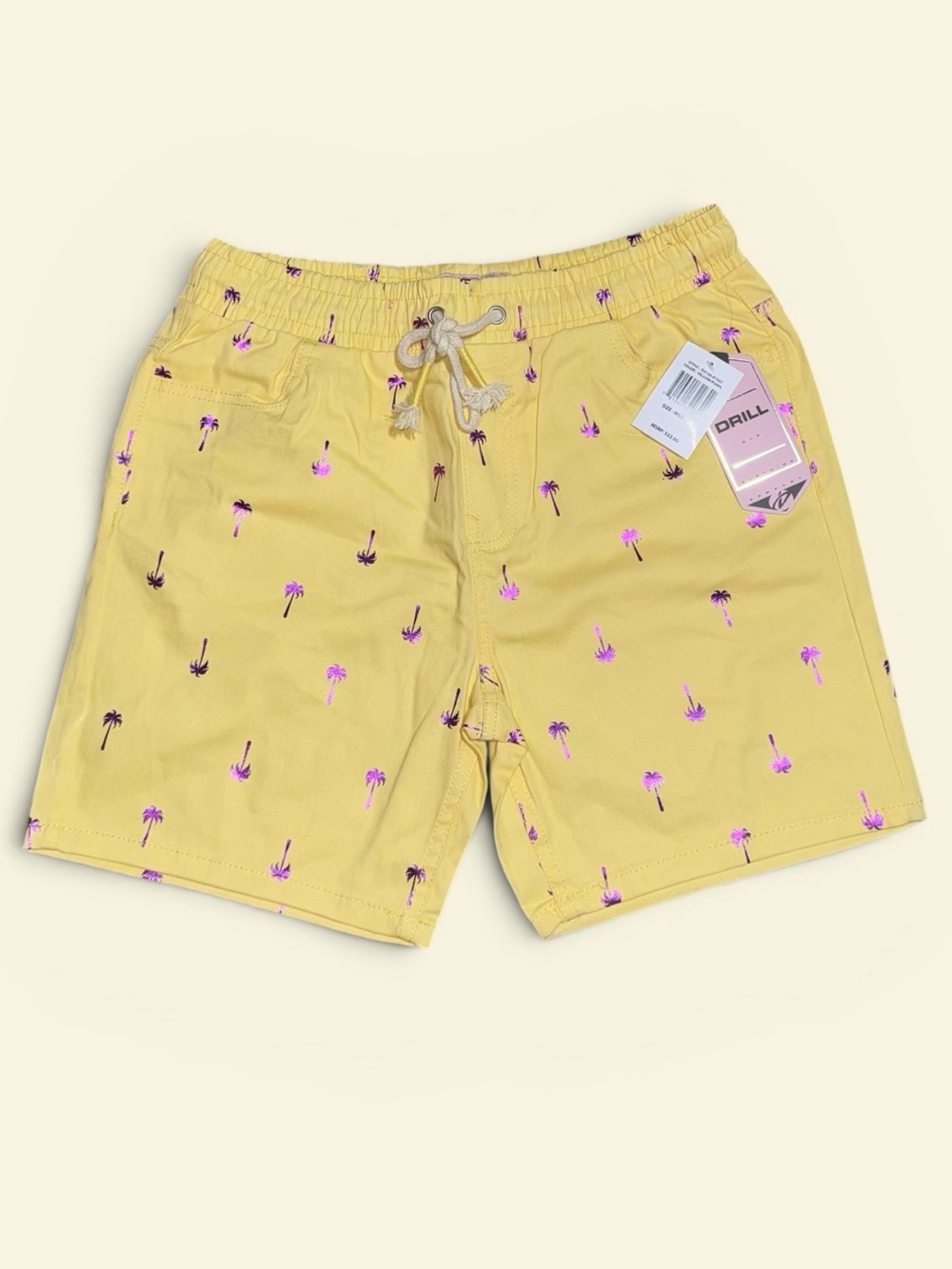 Men’s Yellow Palm Tree Swim Trunks 🌴 Summer Beach Vacation Shorts Medium NWT